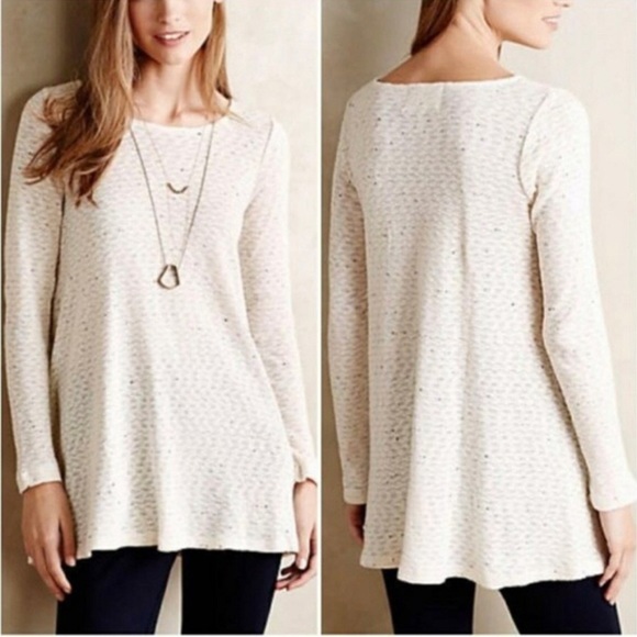 ANTHROPOLOGIE PUELLA Slub Speckled Long Sleeve Top Size M - Picture 3 of 7